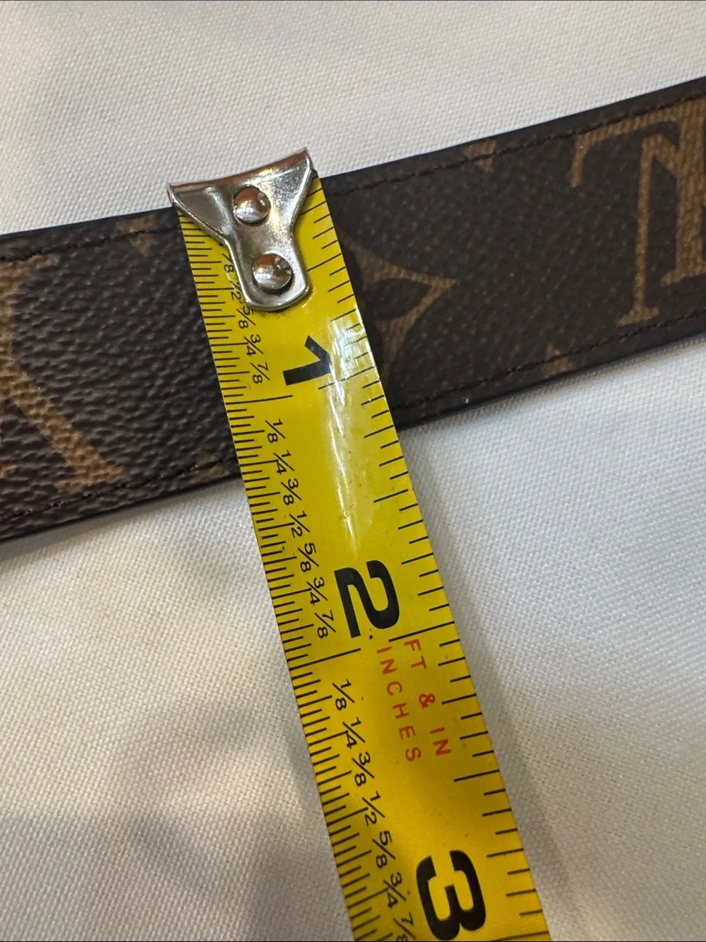 Authentic Louis Vuitton Monogram Brown Canvas Belt with Gold LV Buckle